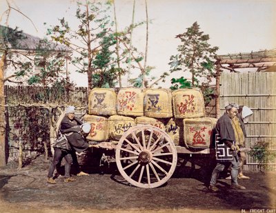 Transport de fret sur un chariot tiré à la main - Kusakabe Kimbei